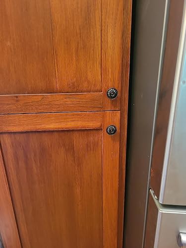 Miniatura 6 de binifiMux Paquete de 8 pomos redondos tradicionales de 1.2 pulgadas de ancho para cajones de gabinete, color negro, latón antiguo, manijas colgantes