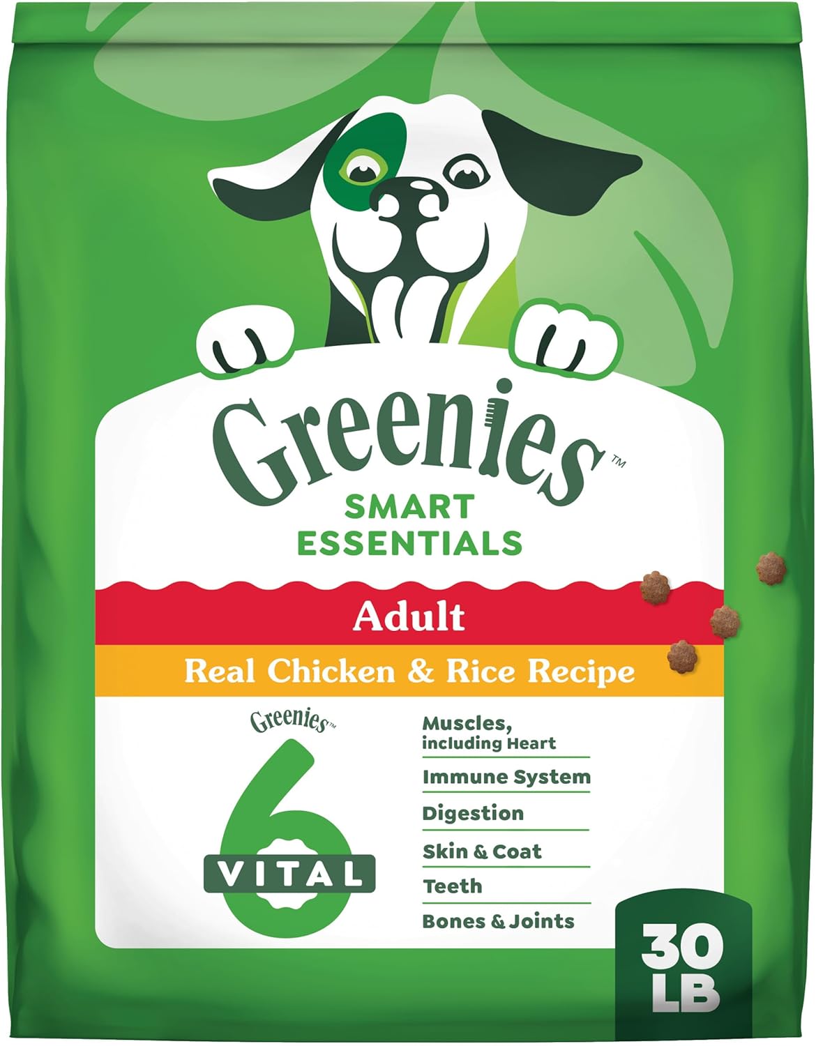 Greenies Smart Essentials Adult High Protein Dry Dog Food Real Chicken & Rice Recipe, 30 lb. Bag