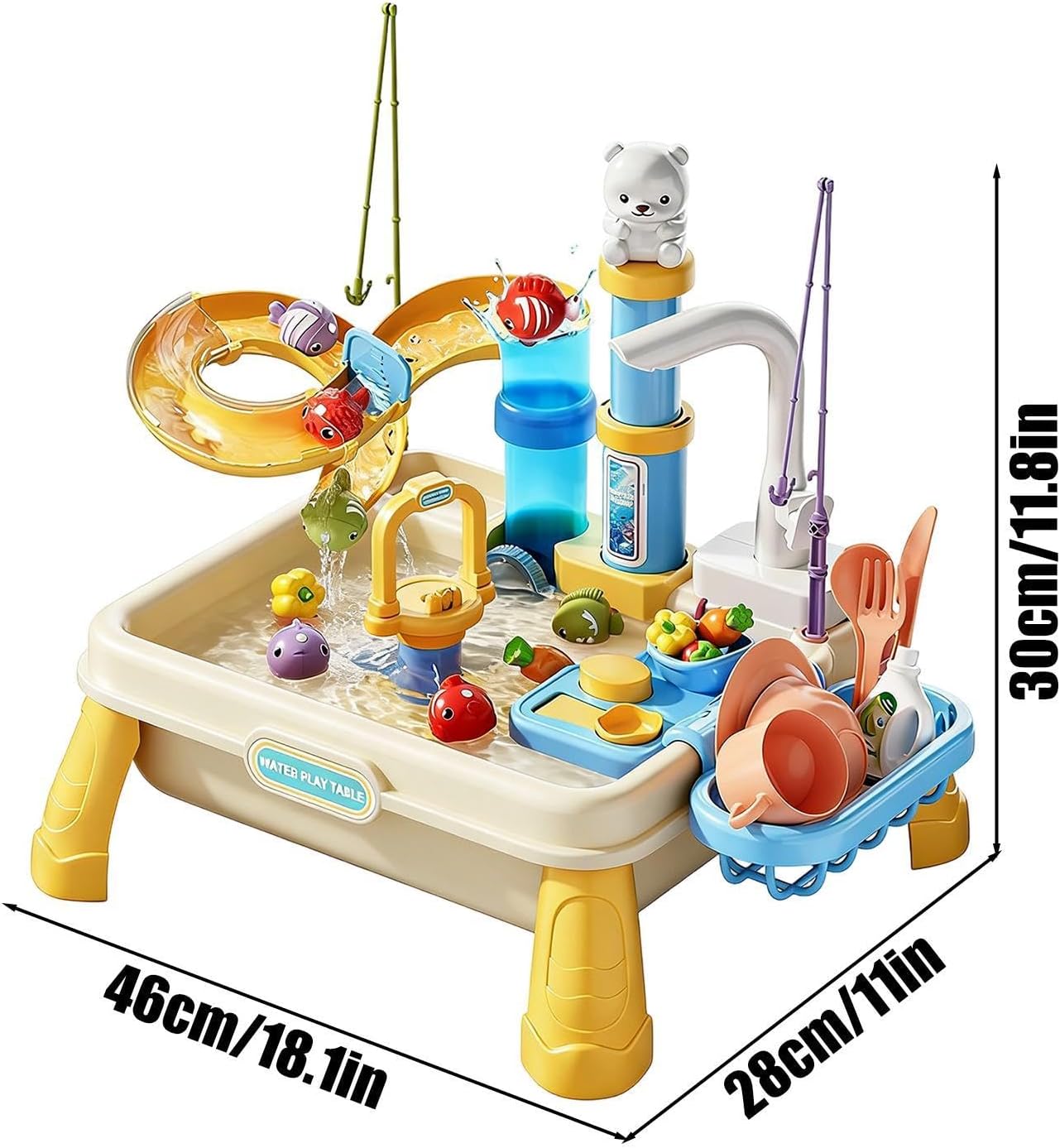 Water Table, Outdoor Sensory Play Set, Built in Pump Activity Station, Water Fun Learning Toy, for Boys Girls Ages 4-8 Playroom Daycare Patio Beach Garden Park Outdoor Summer Activity Use