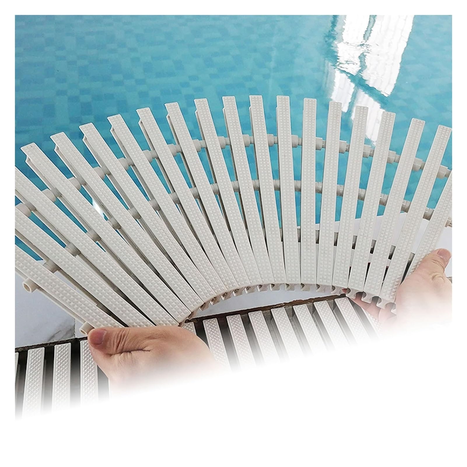 WQPMNYG Heavy-Duty Interlocking 3-Hole Grate Set of 8 for Pool & Patio Drainage - 30x100CM, Durable Overflow Cover for Effective Driveway & Deck Water Management