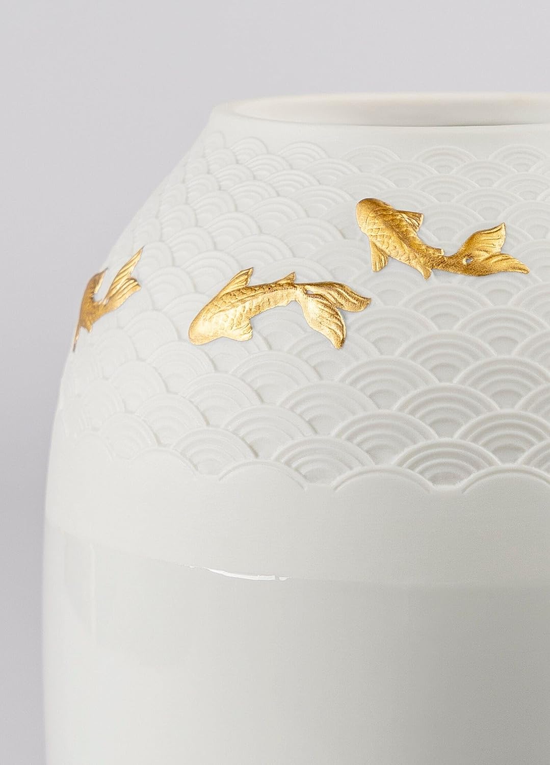 LLADRÓ Koi Vase. Golden Luster. Porcelain Vase.