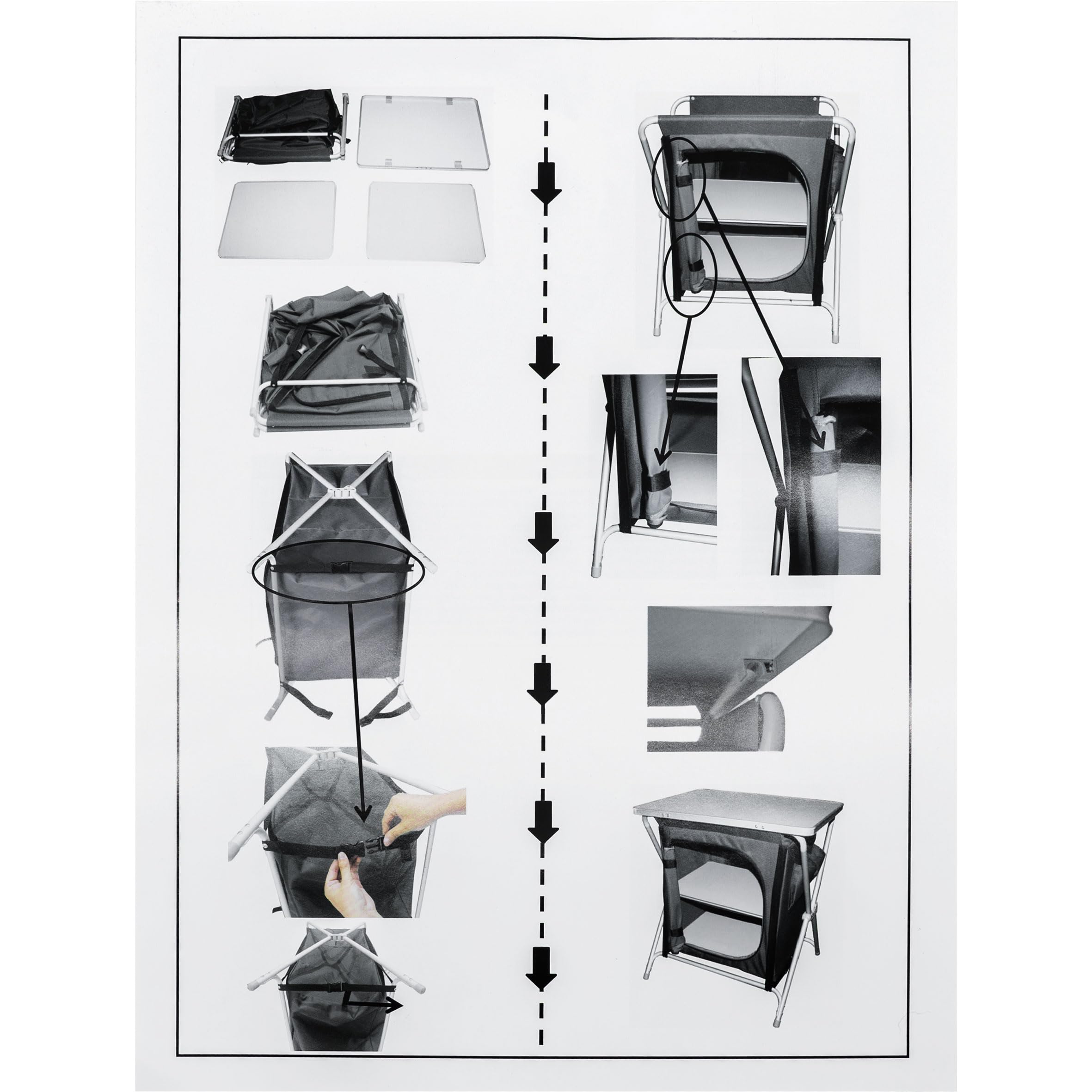 Spetebo Alu Campingschrank Faltbar - 64x60x45cm - Camping Faltschrank Campingtisch Mehrzweckschrank Küche Vorzelt Zubehör - Grau/Schwarz