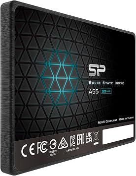 Silicon Power 1TB SSD 3 D NAND A55 SLC Cache Performance Boost SATA III 2.5 بوصة 7 مم (0.28 بوصة) محرك أقراص الحالة الصلبة الداخلي SSD (SU001TBSS3A55S25EC)