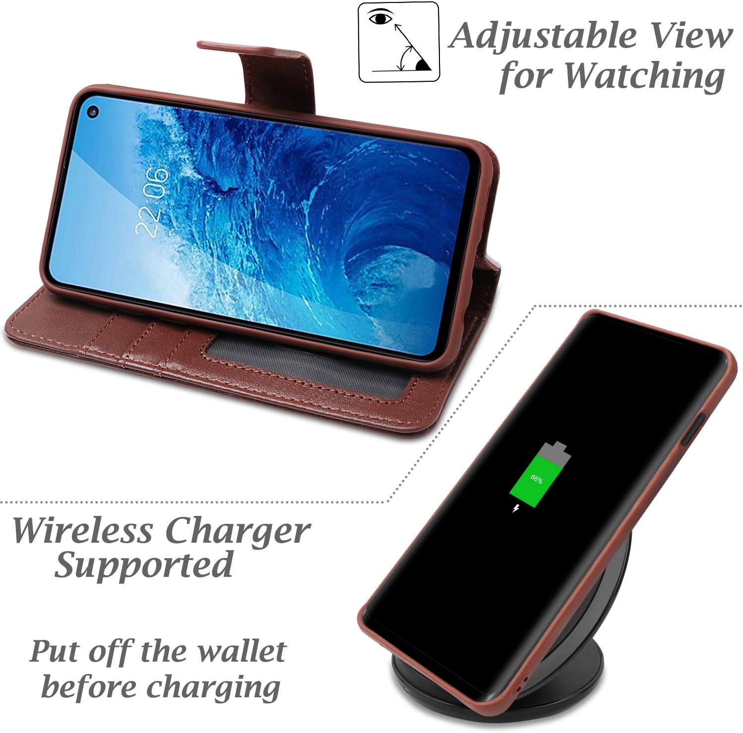 Authentic Crazy Deals AMOVO Case for Galaxy S10E (5.8’’) [Genuine Leather] Galaxy S10E Wallet Case Detachable [2 in 1 Folio] [Wristlet] [Wireless Charge] Leather Case for Samsung Galaxy S10E (S10E, Genuine Leather Brown)