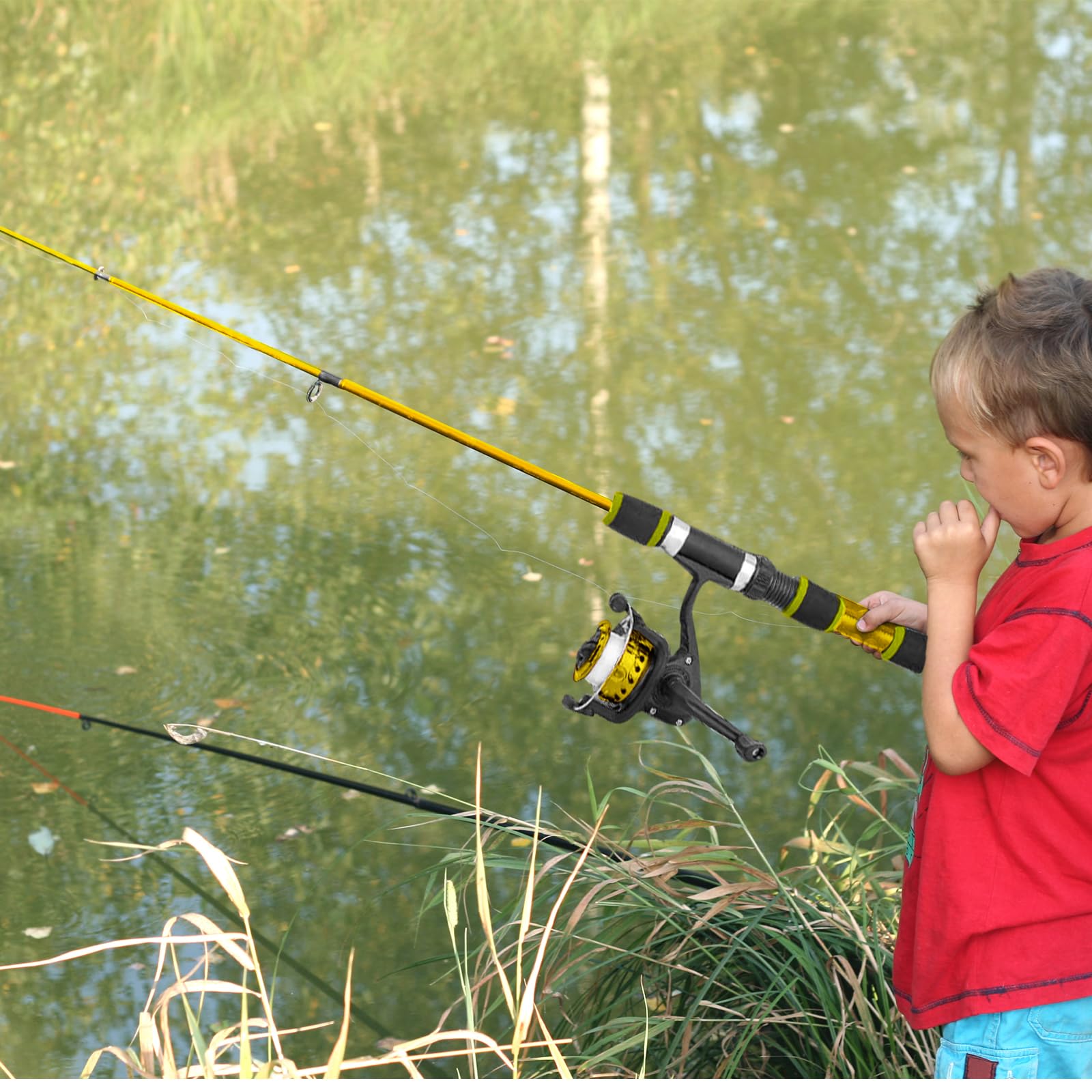 Kit de pêche enfants 1,8 m canne télescopique fibre de carbone moulinet leurres