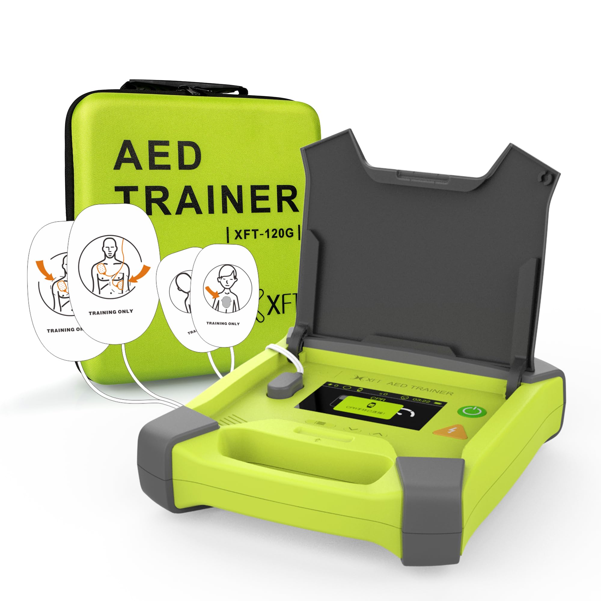 Fachmann AED Training Device with Screen, 10 Training Scenarios, German/French/English/Dutch, Remote Control (XFT 120G)
