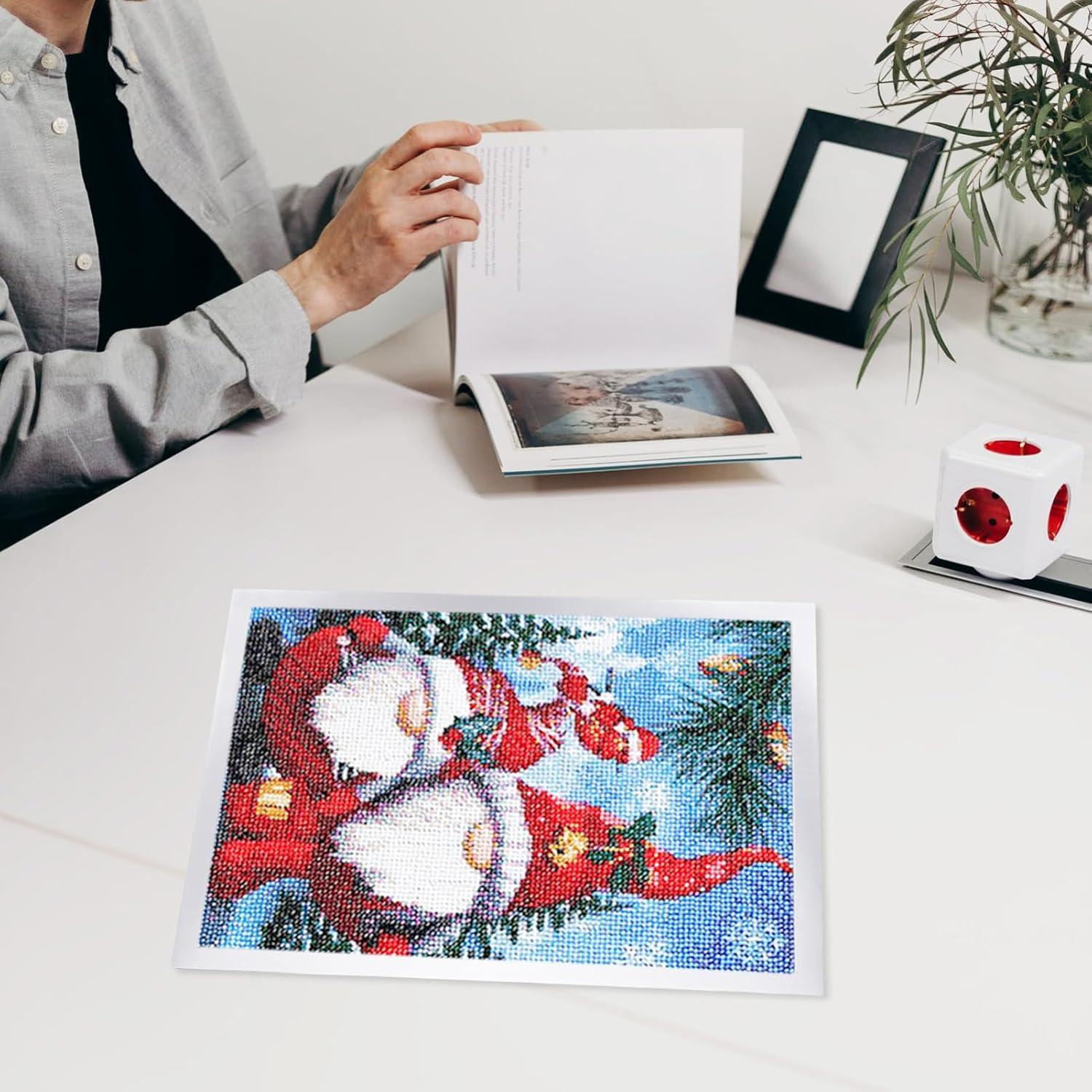 Magnetic Adhesive Picture Frame for Diamond Drawing A3 Size Silver 2pcs Set, Self-stick Magnetic Photo Frame Wall Display for Art and Certificate Storage