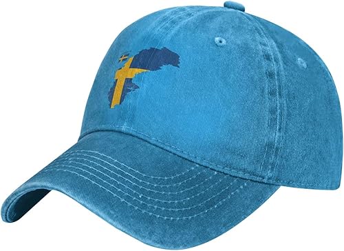 Gorras de béisbol con bandera sueca, gorra desgastada, ajustable, color azul, unisex, para adultos, Azul