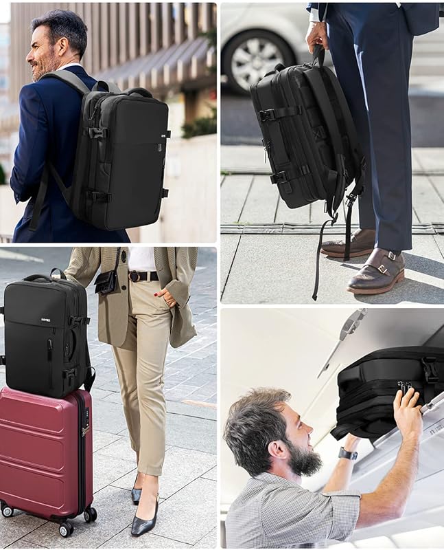 Rucsac de cabină HOMIEE pentru laptop de 15,6 inch - Extensibil, antifurt, impermeabil, geantă de călătorie aprobată pentru avion