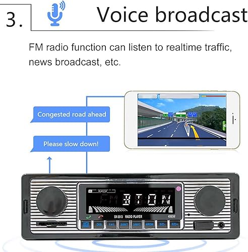Miniatura 4 de Estéreo Bluetooth para automóvil con entradas AUX USB, reproductor de MP3 de radio para automóvil, manos que llaman para conducir vehículos (5513)