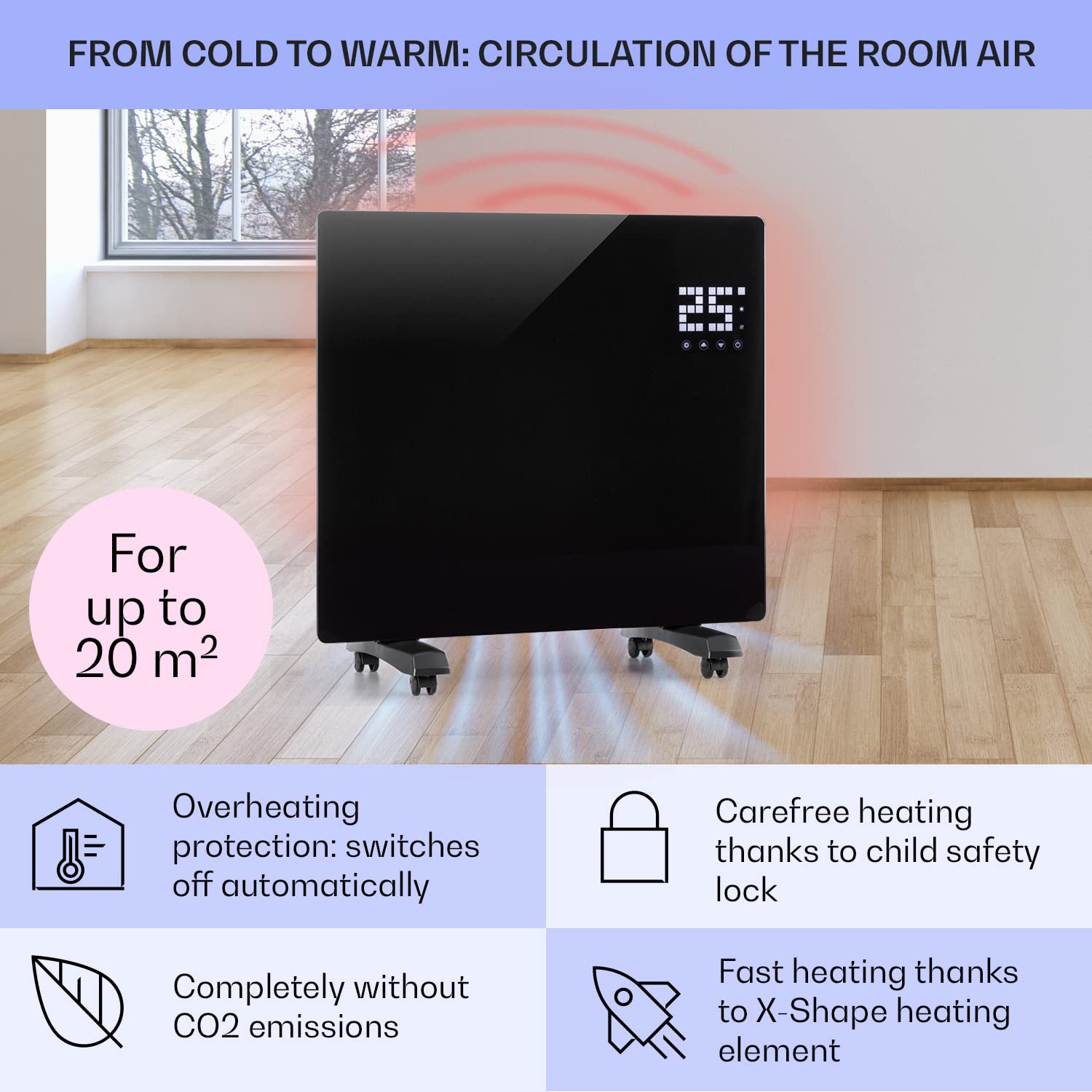 Klarstein Bornholm Single Smart - Convection Heater, LED Display, Touch  Display, Timer, App Control, 2 Heating Levels 500 u0026 1000 Watts, Thermostat  5 - 45 ° C, Eco Mode, Temperature Display - Black : Amazon.co.uk: DIY u0026  Tools