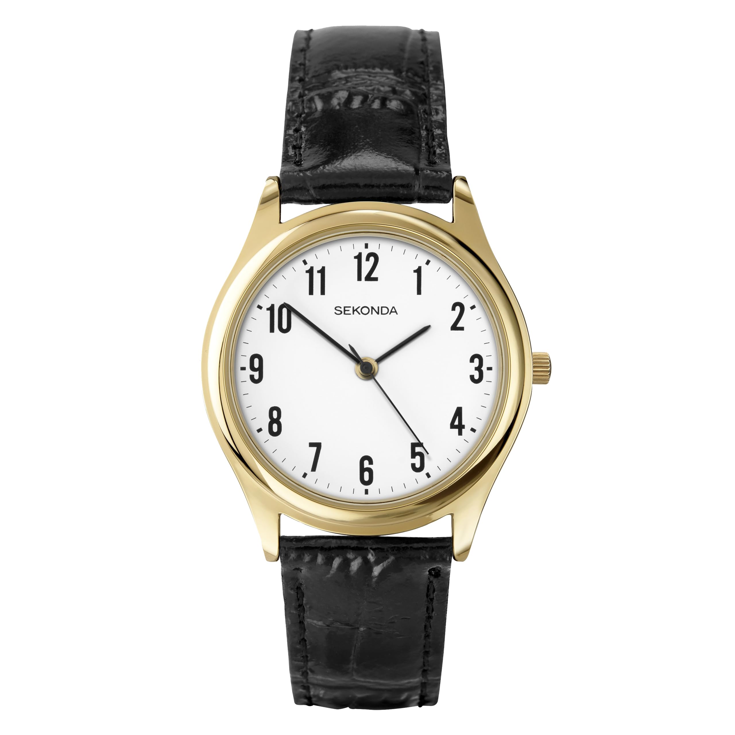 House of Watches - Sekonda Easy Reader Gold Plated Black Watch 3623