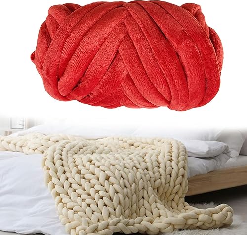 Miniatura 6 de Chunky Yarn Arm Knitting Yarn Washable Tube Giant Yarn Bulky Yarn Jumbo Tubular Yarn for Rug Making Baskets Pet Bed Cat House, Red