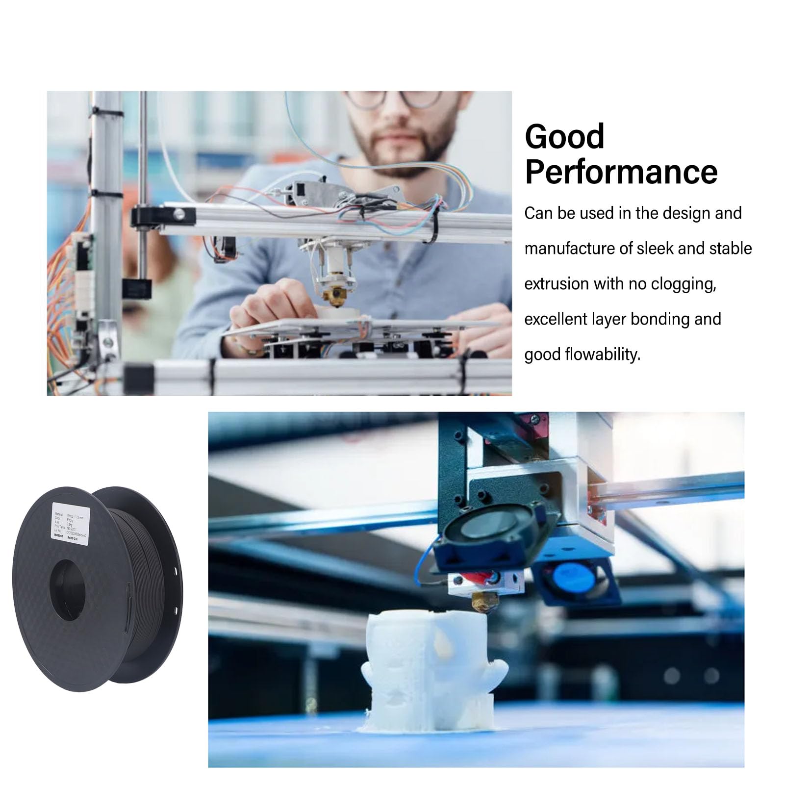 Generic 1,75 Mm PLA-Filament in Holzimitation, Hochwertiges 3D-Drucker-Verbrauchsmaterial für Kreative -Projekte