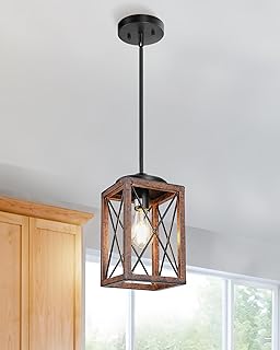 26 Farmhouse Bathroom Ideas With Warm Rustic Touches 62 DEWENWILS Farmhouse Pendant Light, Metal Hanging Light Fixture with Wood...