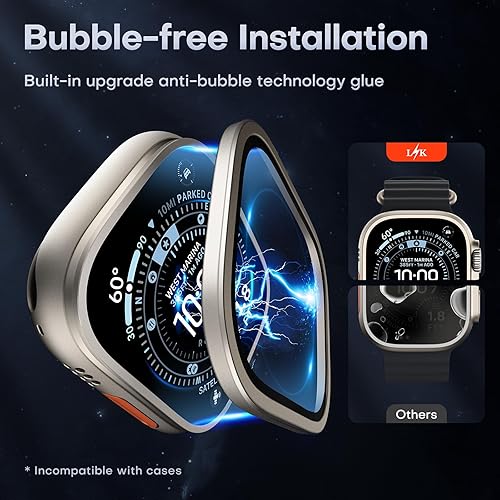 Miniatura 3 de L K - 2 protectores de pantalla para Apple Watch Ultra 2Ultra de 1.92 pulgadas (49 mm), vidrio templado 9H + marco de aleación de titanio, sin