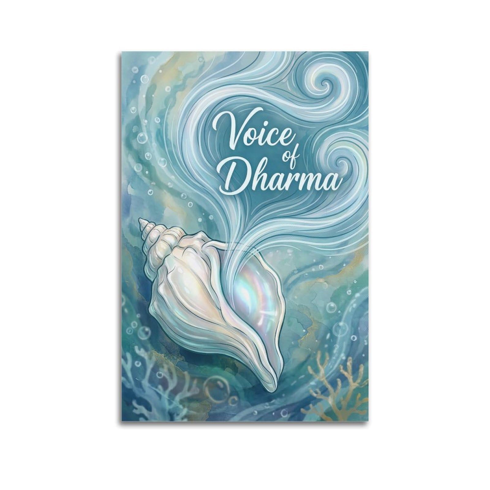 Okngb Unframe-Style Buddhist Dharma Poster Conch Shell Ocean Sacred Sound Decorative Painting Canvas Art Picture 24X36inch(60X90cm)