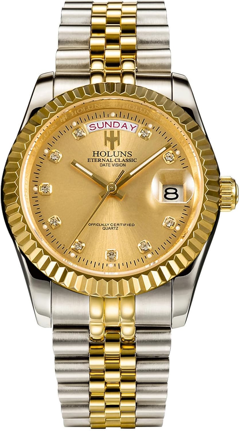 41MM Men’s Gold Plated Stainless Steel Waterproof Quartz