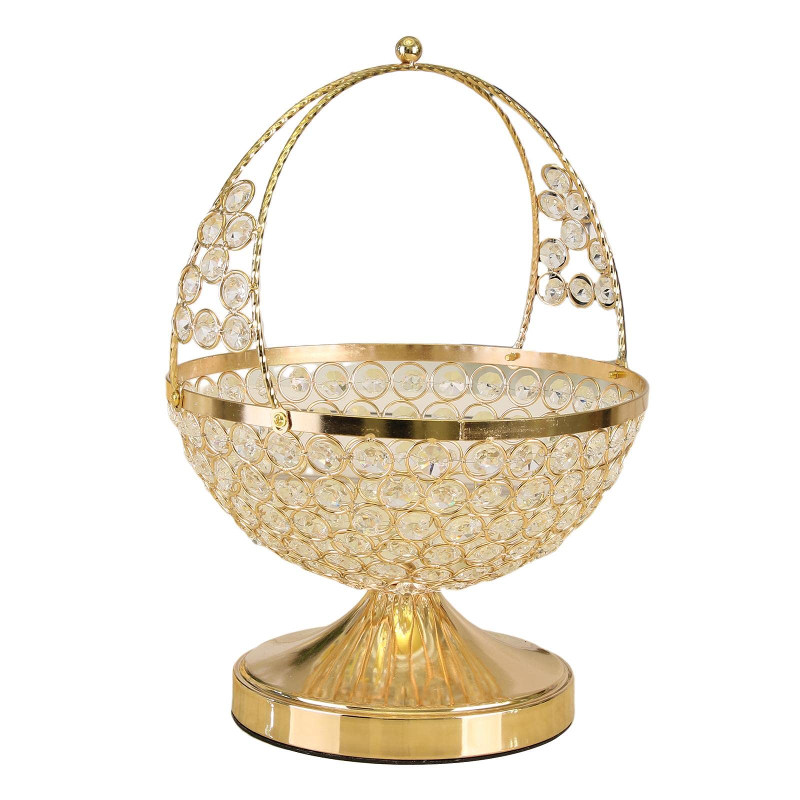 Crystal Glass Metal Frame & Base Fruit Bowl Fruit Basket Table Centrepiece-image-18