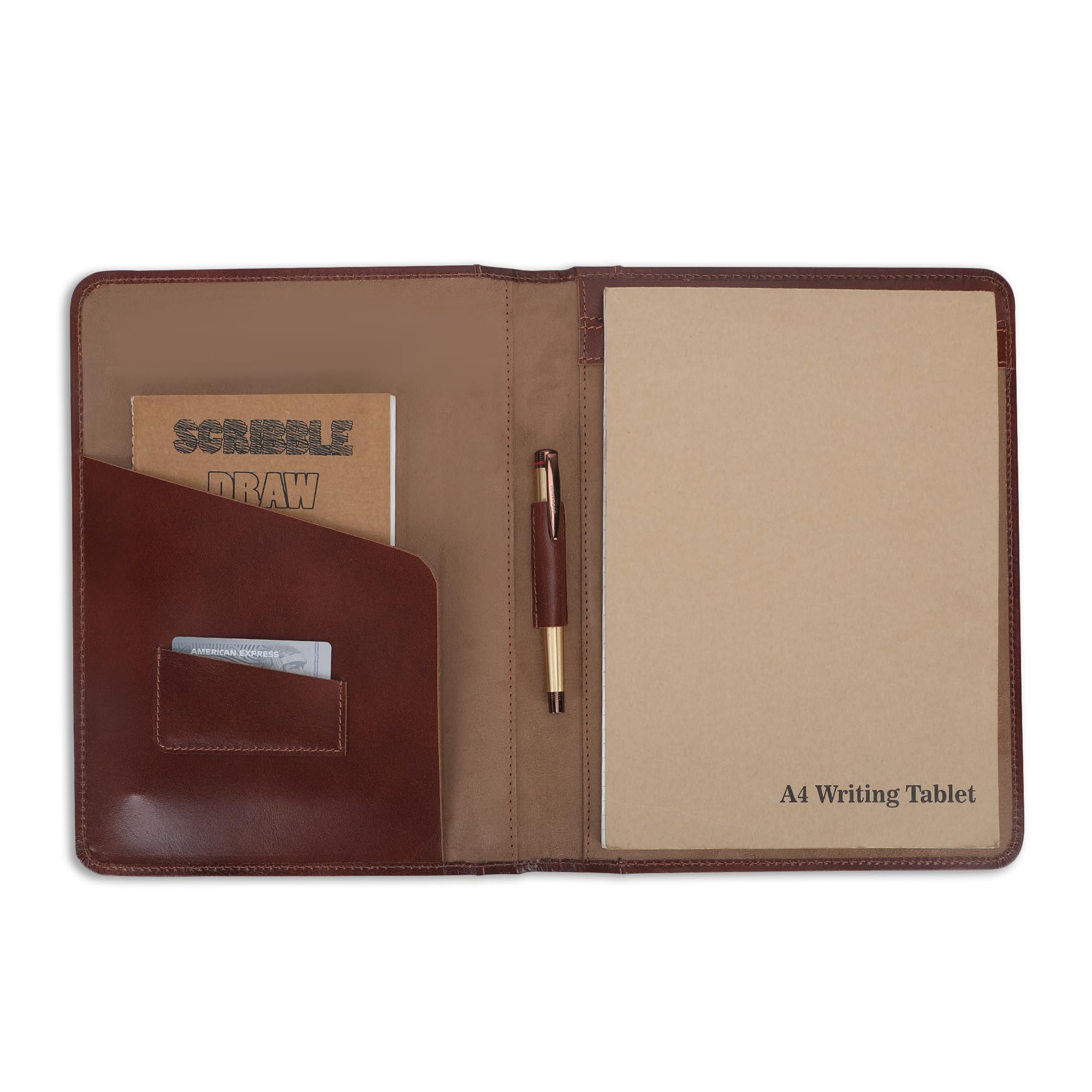 Porte-documents professionnel en cuir de buffle robuste fait à la main pour homme et femme (bordeaux)