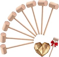 CJFocus 16 Pack Mini Wooden Hammers for Breakable Chocolate Hearts, Crab Lobster Crackers, Small Hardwood Mallets for Crafts & Parties