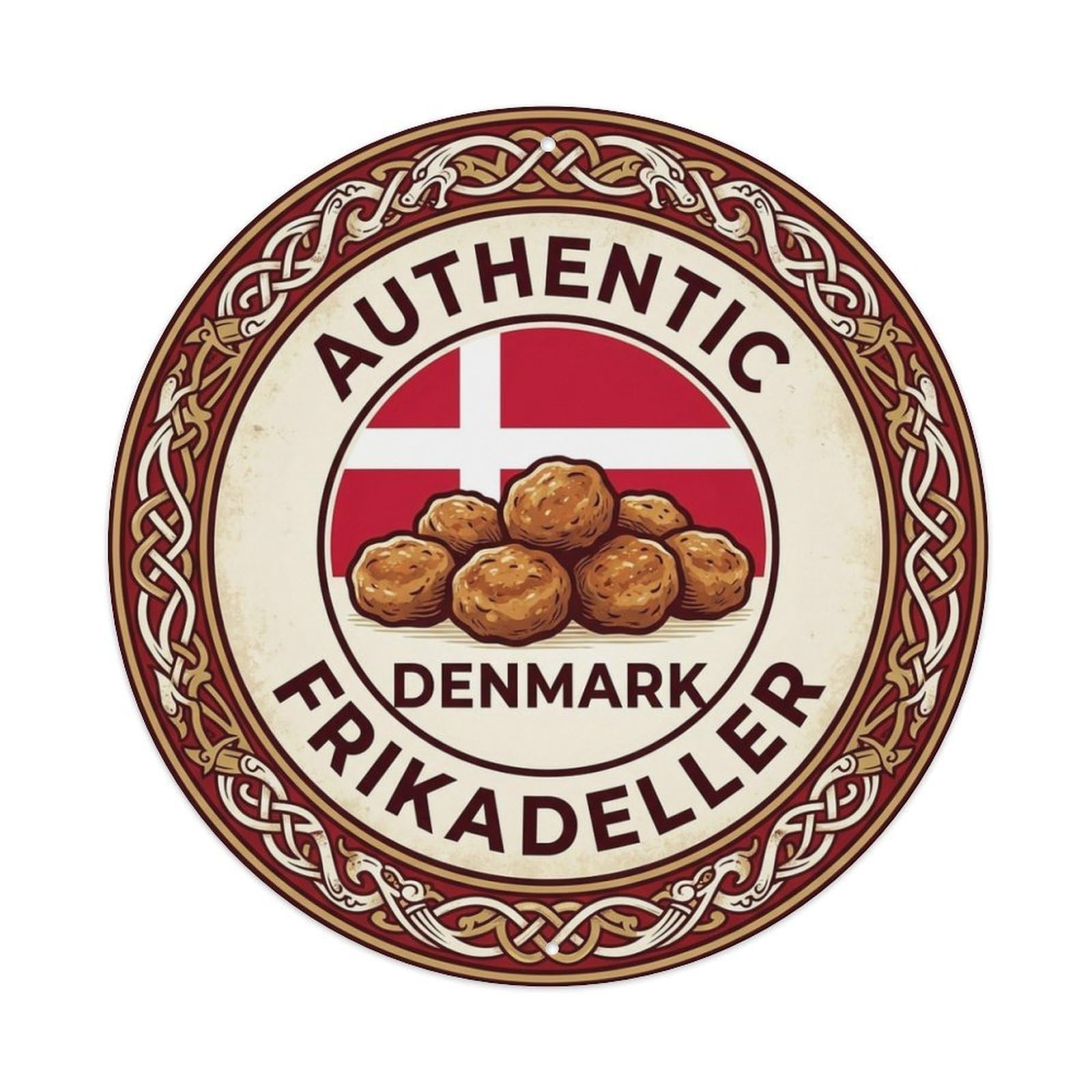 Olhnbad Style Denmark Frikadeller Travel Meat Dish Cuisine Metal Tin Sign