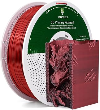PLA Silk Filament, Red Black Silk Filament 1.75mm, 1KG2.2lbs | Coextrusion Dual-Color 3D Filament Delivers A Shiny Silk Red & Black Dual-Tone Effect