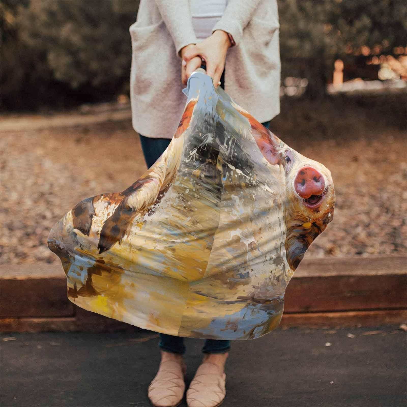 Nursing Cover for Breastfeeding Scarf, Pig Retro Oil Painting Baby Car Covers Super Soft Multi Use for Canopy Shopping Cart Cover Blanket Stroller Cover