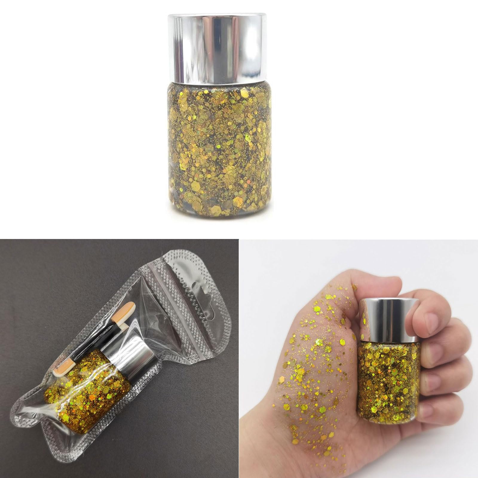 Gel glitterato per trucchi notturni per feste e decorazioni sceniche Glitter artigianali portatili