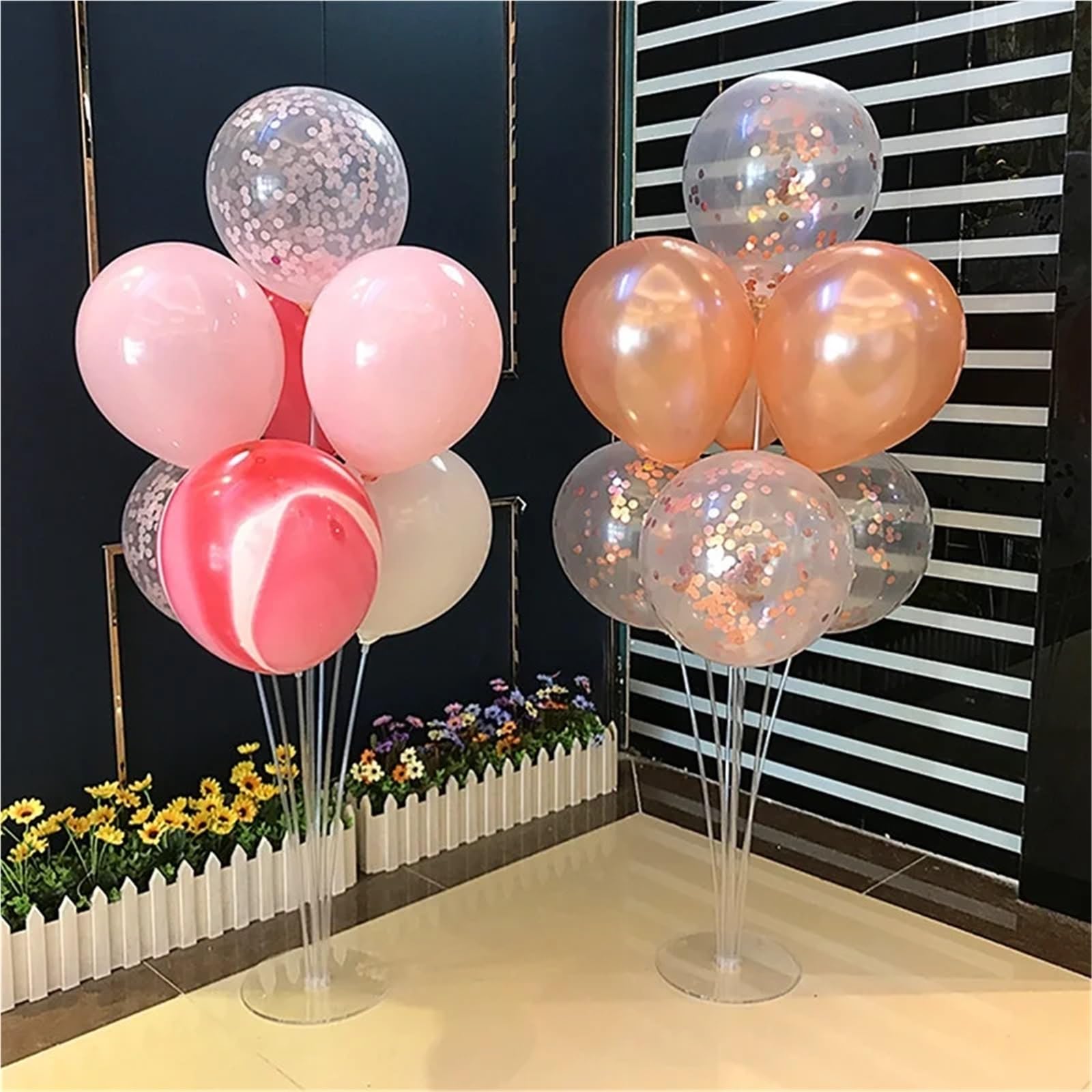 Stojak na balony 8 zestawów patyczków do balonów z podstawami DIY uchwyt na balon kolumna jasne dekoracje imprezę urodzinową