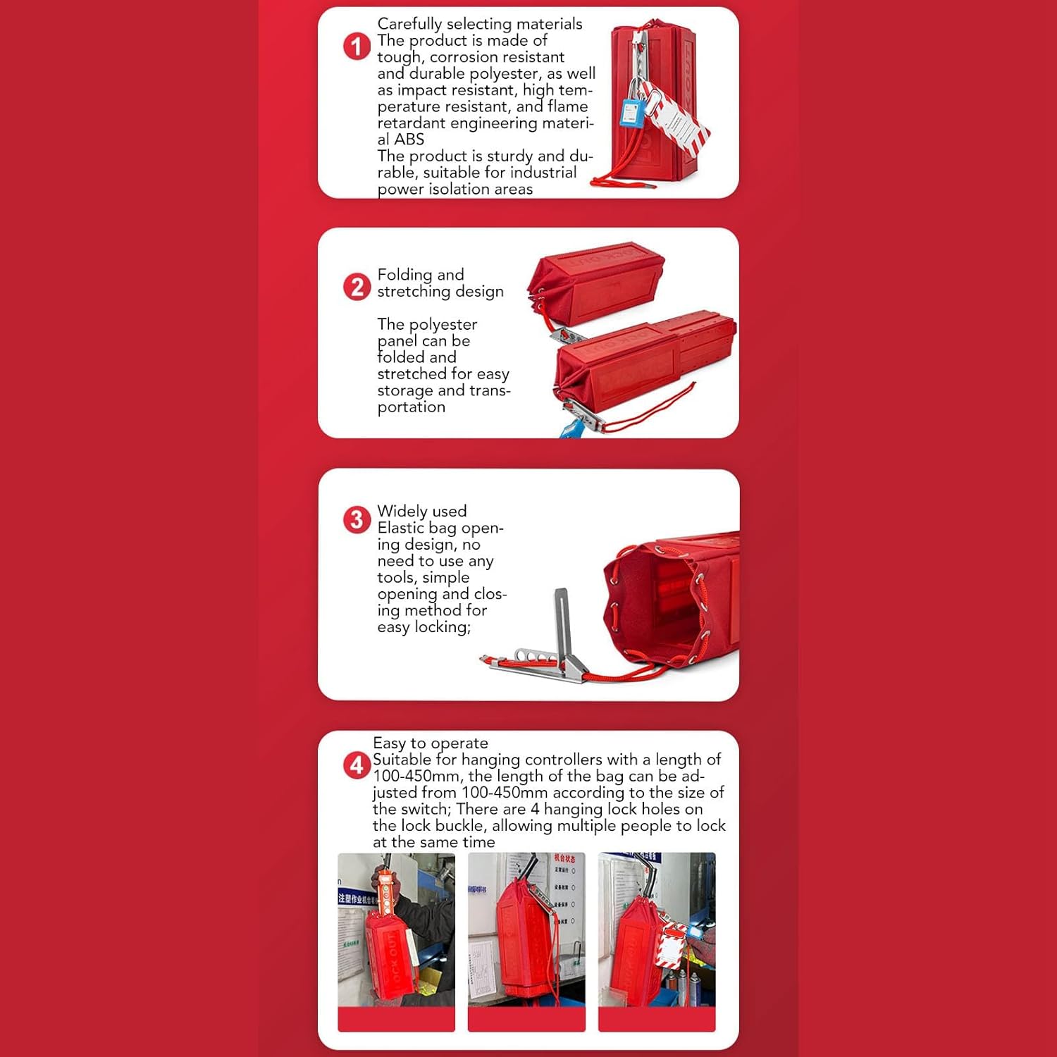 Pendant Control Safety Cover Foldable Lockout Tagout Oversized Plug Hoist Control Cover Tear Lockout Bag,Locks and Accessories