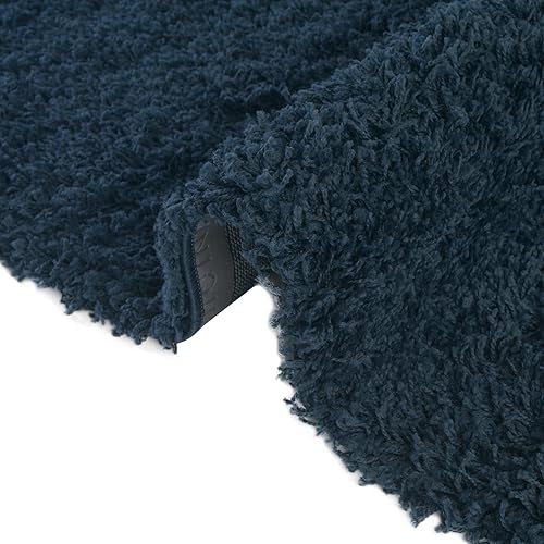 Miniatura 8 de Rugs.com - Alfombra de la colección Über Cozy Solid Shag  Alfombra de pelo largo azul zafiro de 5 x 8 pies, perfecta para dormitorios, comedores,