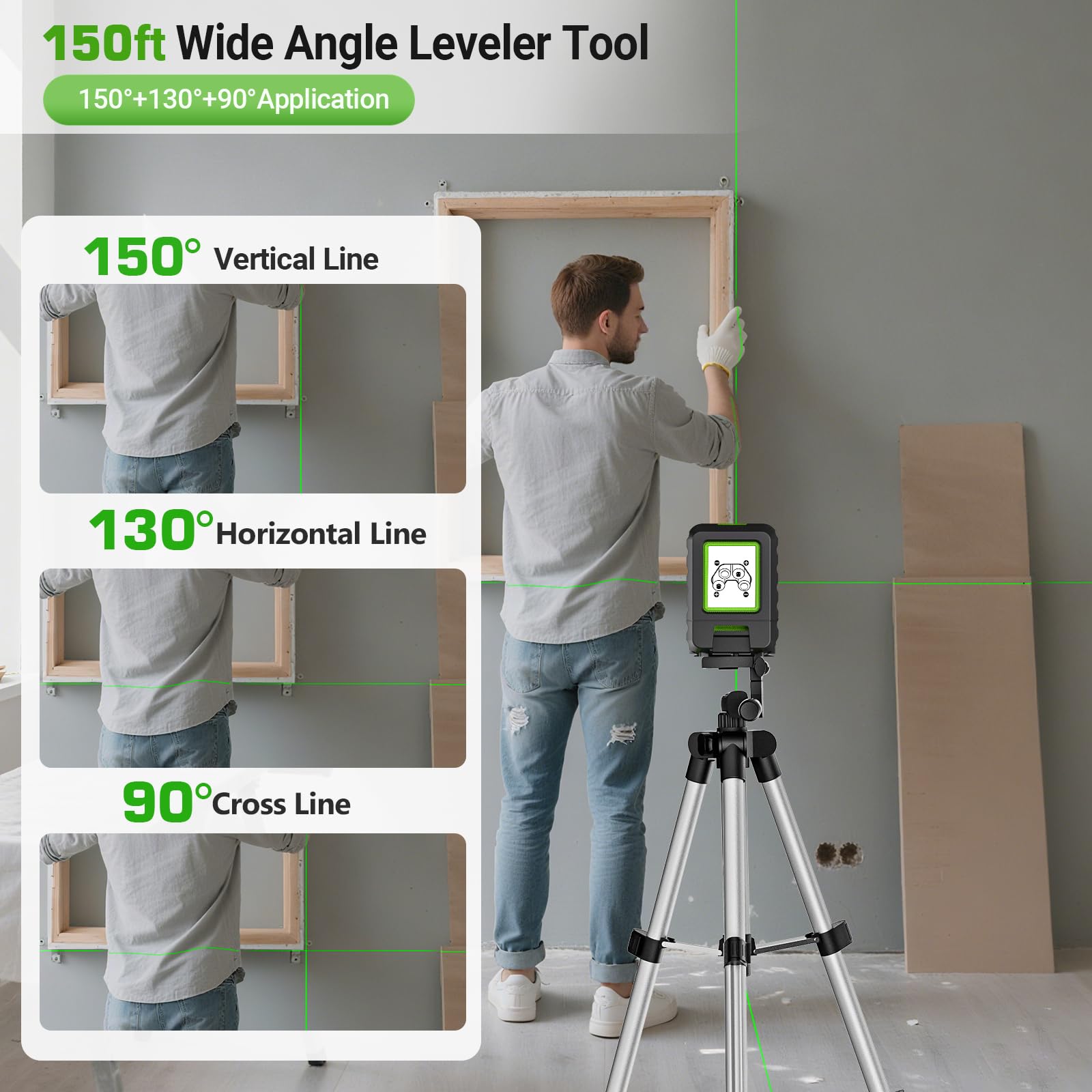 Huepar Laser Level & 40in Tripod - Level Projects Easily -3