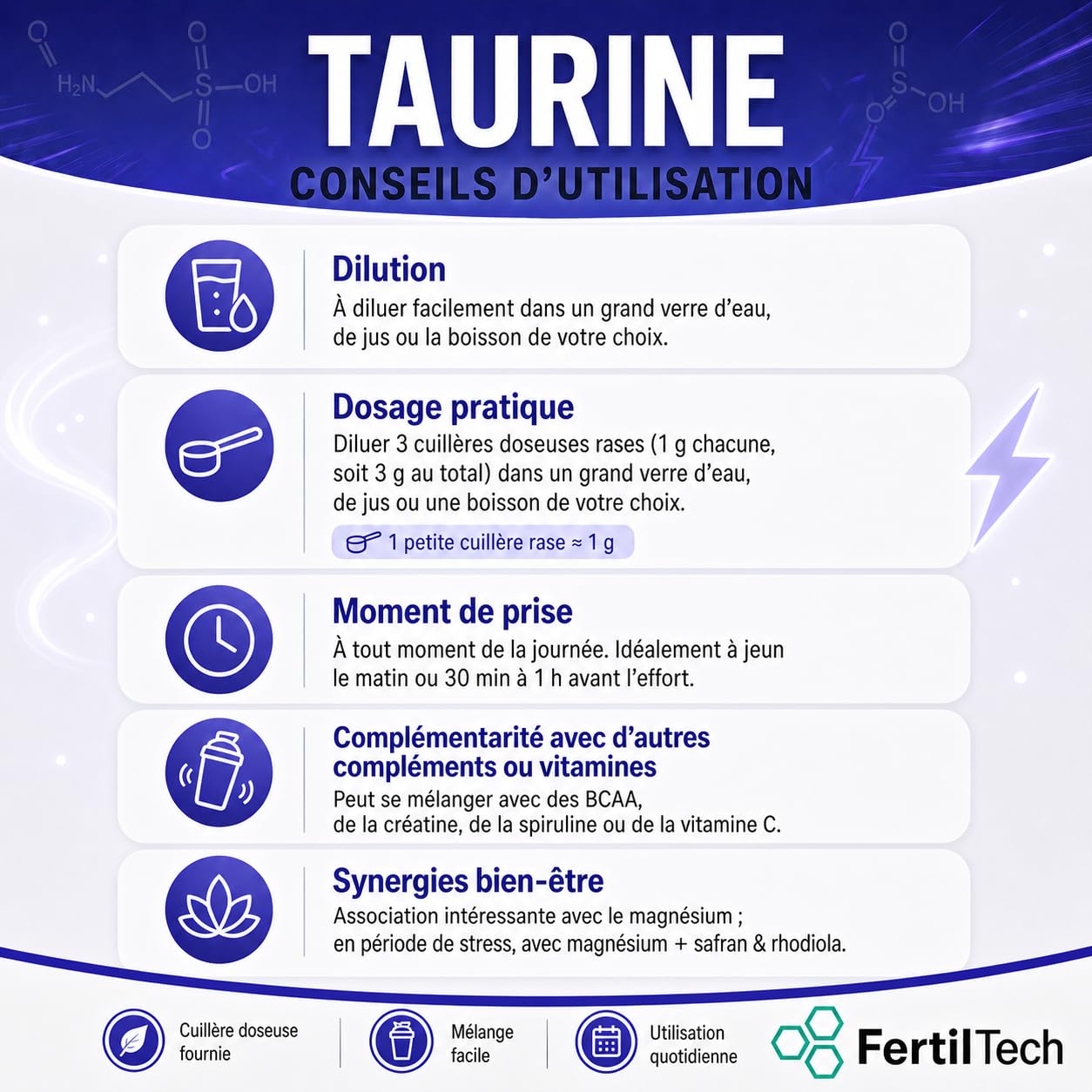 Taurina in Polvere 1,2 kg - Purezza ≥ 99,8% - Integratore alimentare - Vegano - Senza Allergeni - Qualità Premium
