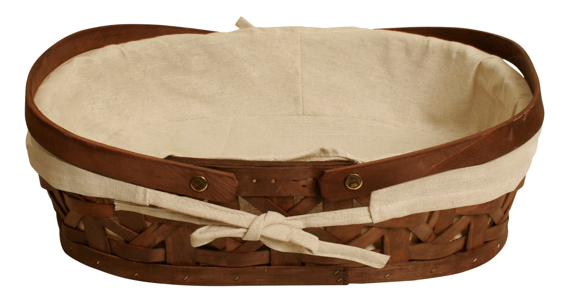 wald imports 15" Stained Woodchip w/Cloth Liner Basket, Brown