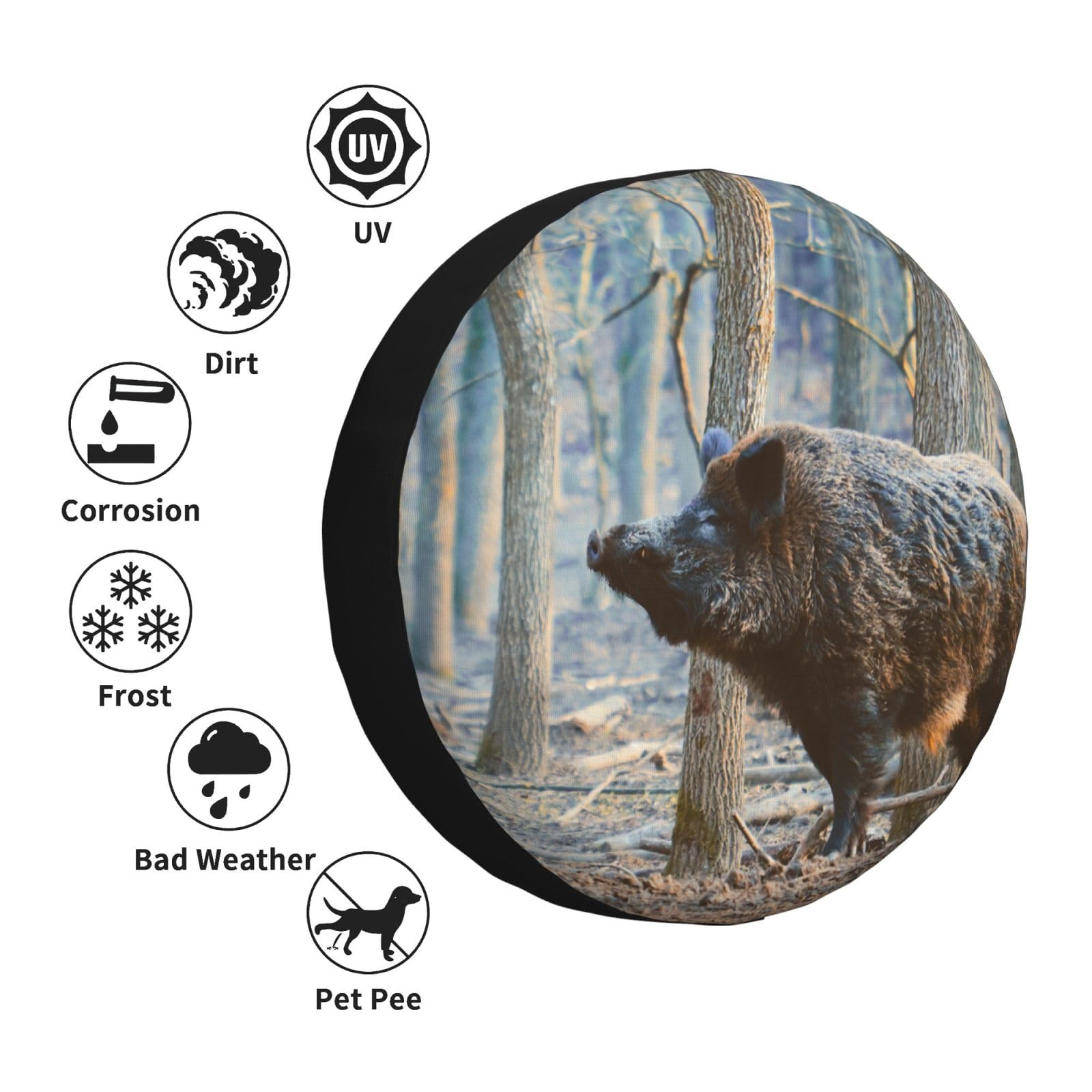 Copriruota de repuesto para auto, con impresión de jabalíes y cerdos en el bosque, impermeable y a prueba de polvo