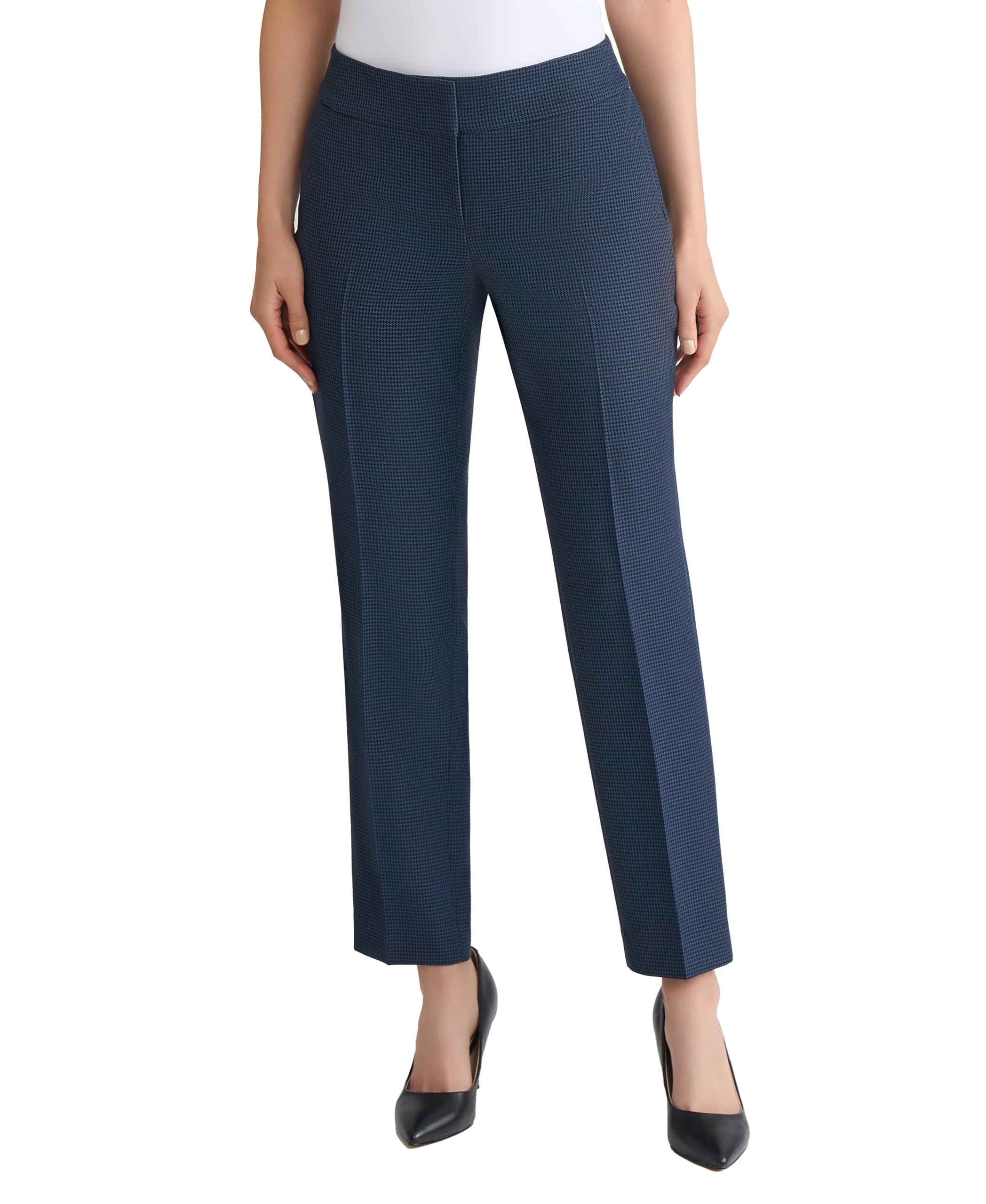 Kasper Womens Mini Check Slim Leg Pant