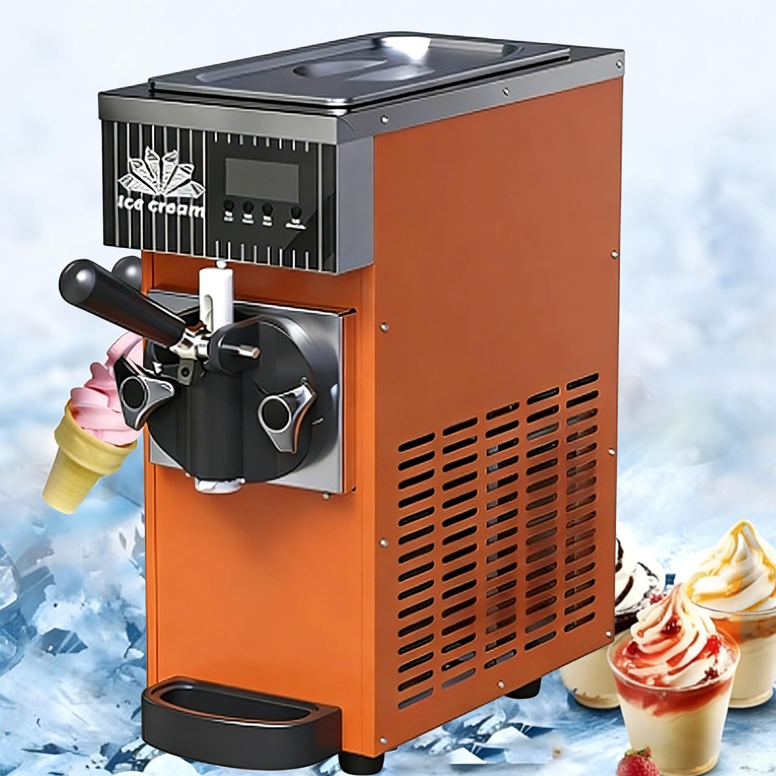 Gelatiera Soft Serve con tramoggia da 2,5 l, compressore auto-raffreddante, pulizia automatica e display digitale per dolci e dolci