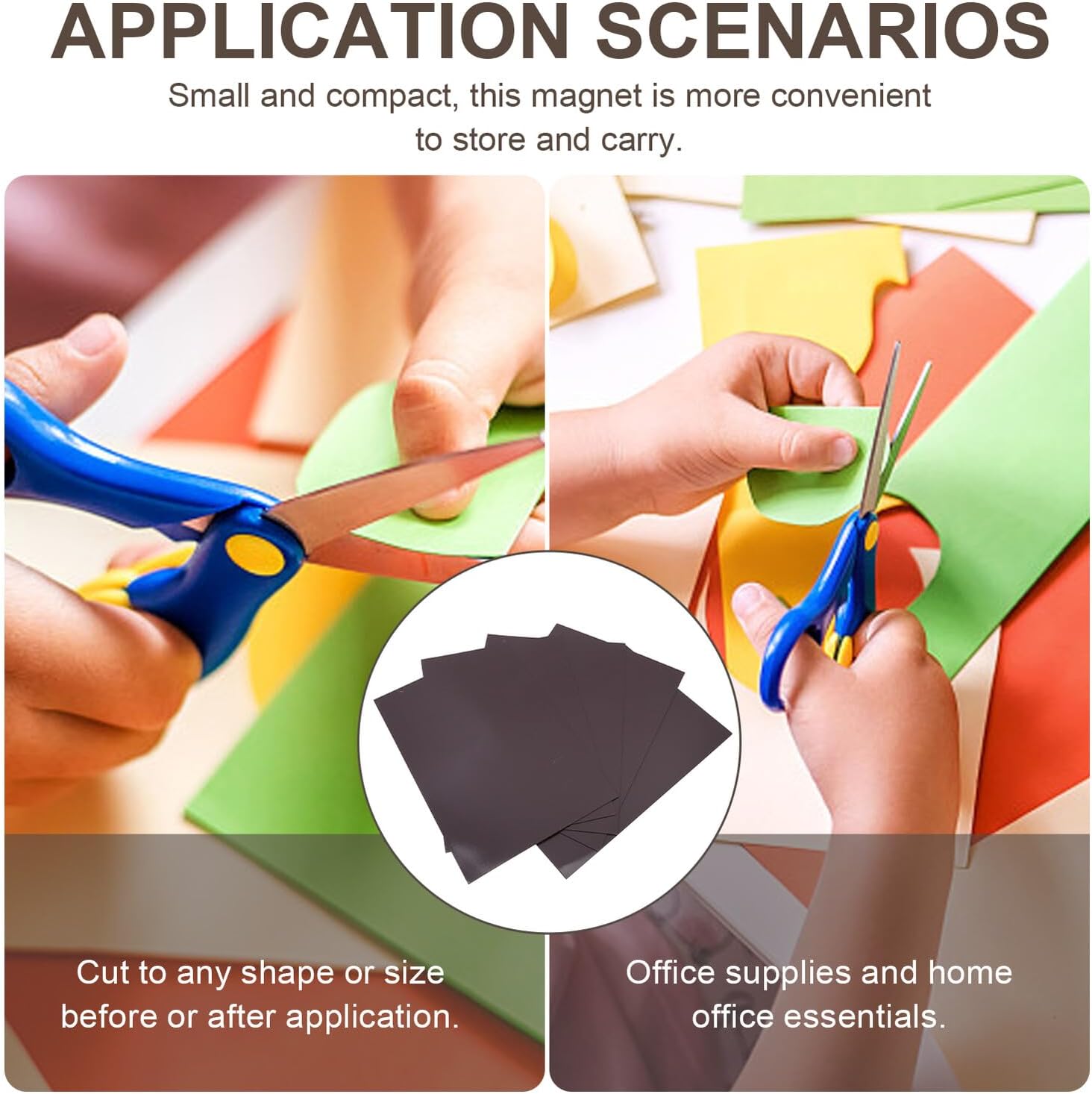 6pcs Rectangle Magnetic Patches with Adhesive Backing, Soft Rubber Magnet Sheets 297×210mm for DIY Fridge Decor, Storage Organization, Flexible Sticky Refrigerator Magnets