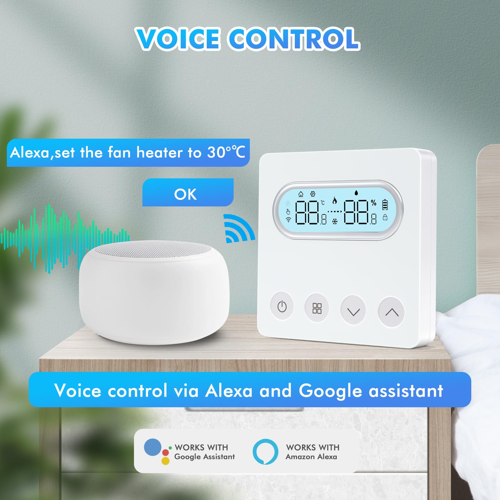 Termostato Smart, termostato intelligente WiFi, caldaia a parete, regolatore di temperatura compatibile con Alexa Smart Life