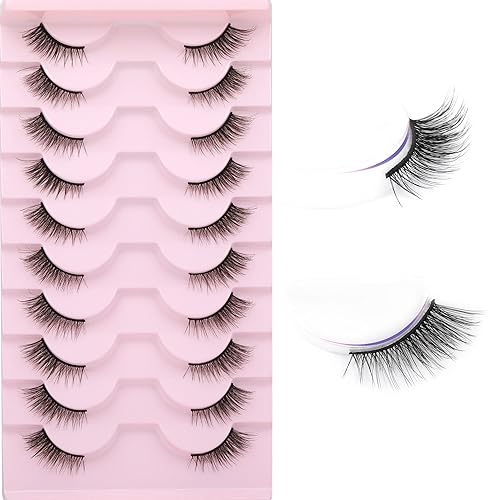 Miniatura 2 de FANXITON Pestañas postizas naturales esponjosas de 0.394 pulgadas, pestañas cortas de ojo de gato, pestañas 3D suaves de imitación de visón, paquete