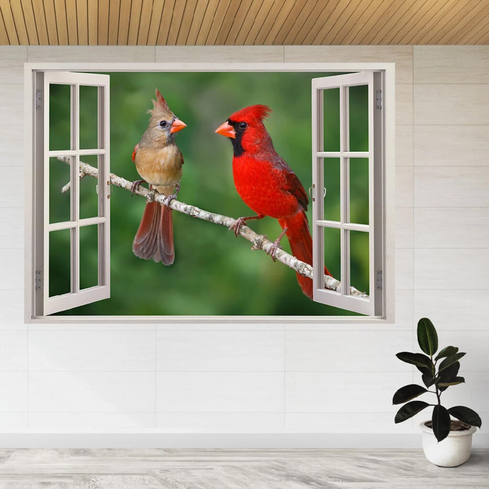 Vinilos Decorativos 3D Rotos Pájaro Loro Tatuaje de pared vinilo extraíble decoración del hogar Calcomanías impermeables para Guardería Habitación Decoración de pared 70x122cm