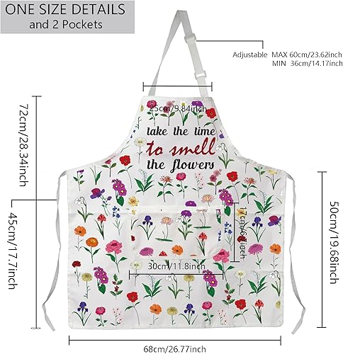 Miniatura 2 de MBMSO Delantal floral con bolsillos, delantal de jardinería de flores, regalo para mamá, delantal de cocina, delantal de floristería, regalo de