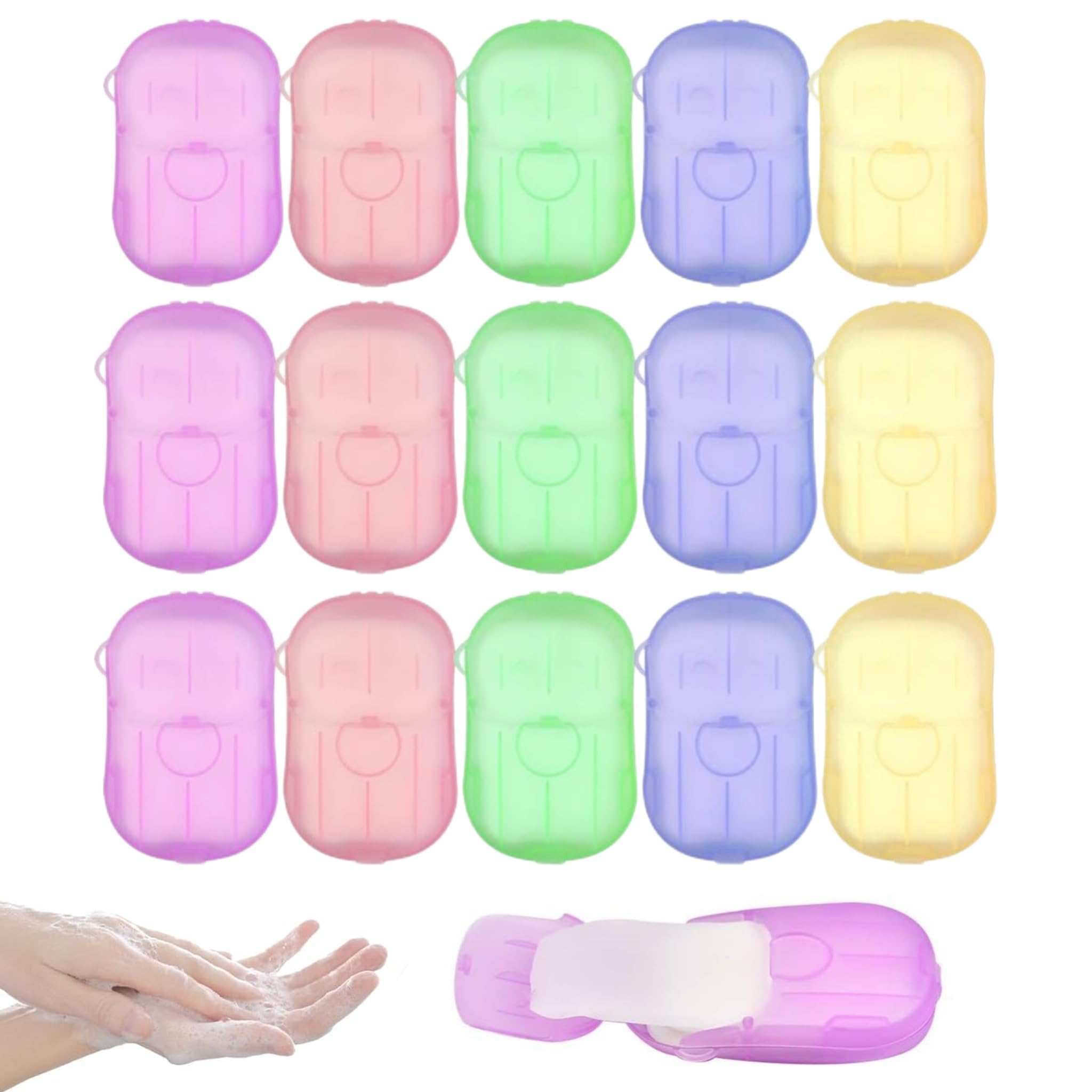 Savon en Papier Jetables 300 Feuilles 15 Boîtes Mini Portable Voyage Camping