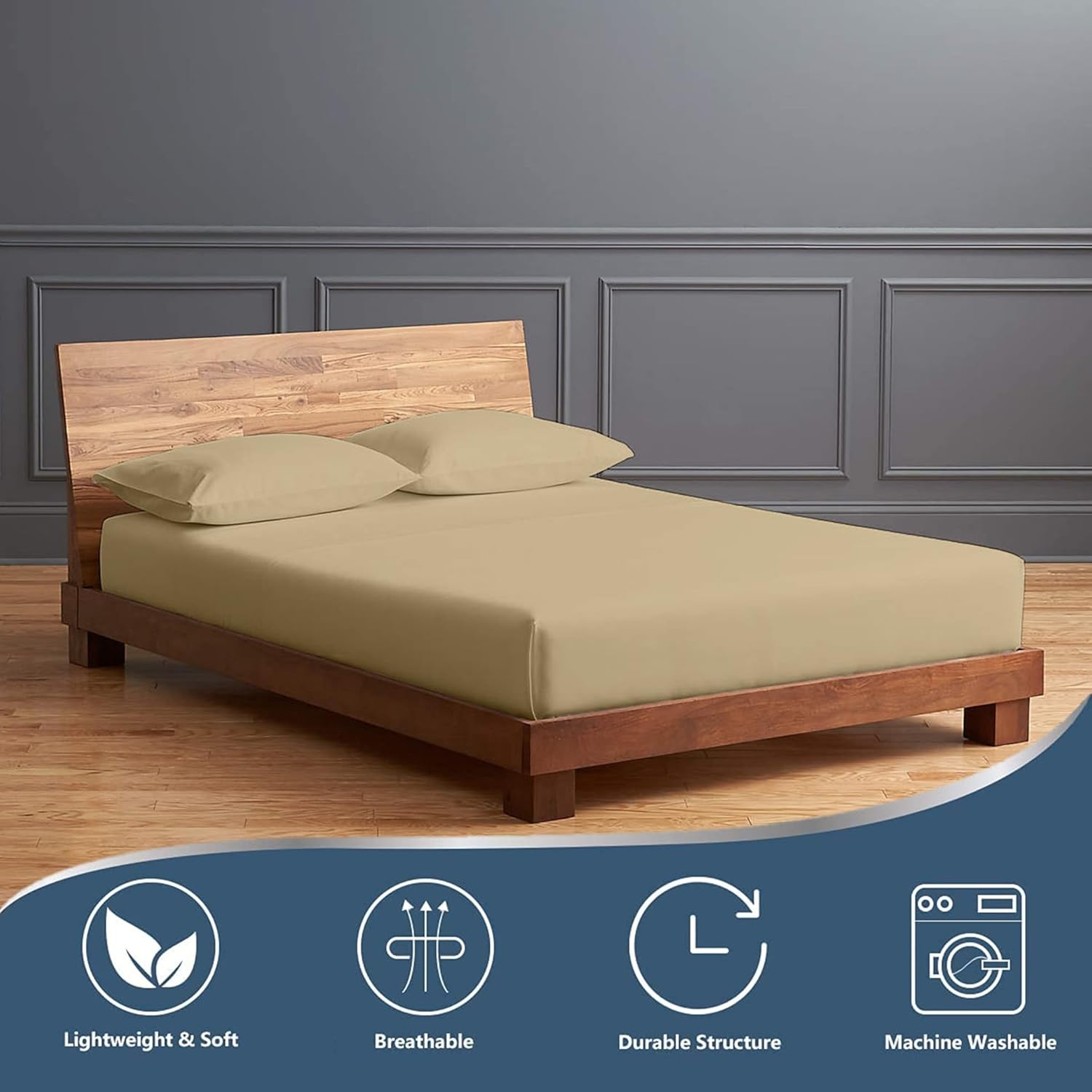 Real 1000 Thread Count California King Size Sheets 100% Egyptian Cotton 4 PC Sheet Set, Luxurious Bedsheet Sets Soft Silky Sateen Weave, Breathable, Fits Upto 15 Inch Deep Pocket Mattress - Camel