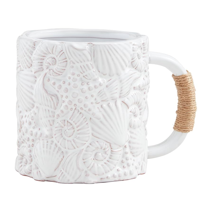Amazon.com | Mud Pie Fan Shells Sea Textured Mug; 150Z