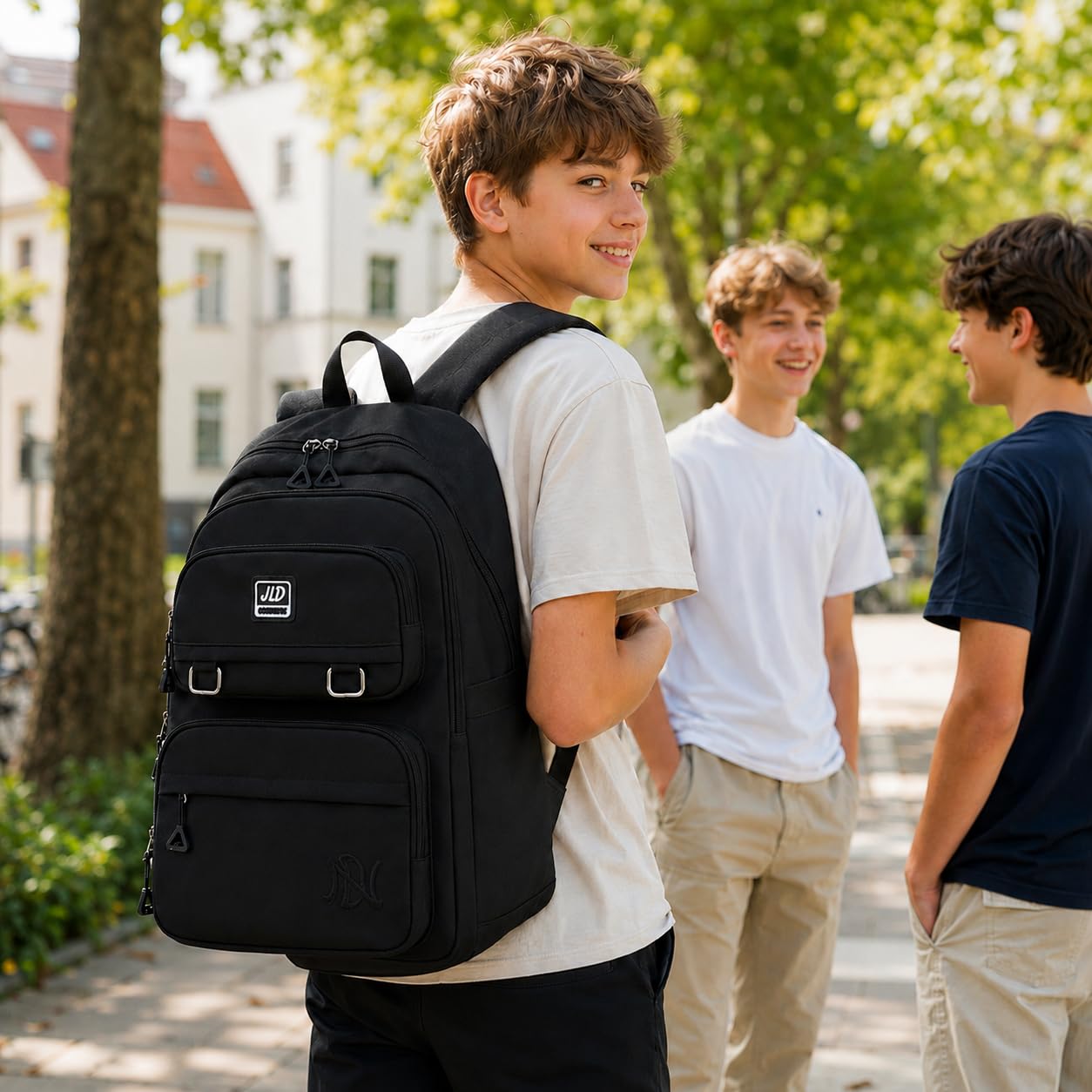 JANSBEN Sac à Dos Cartables Enfant Garcon Fille Sacs Scolaires étanche Nylon Backpack Multi-Poches 30L