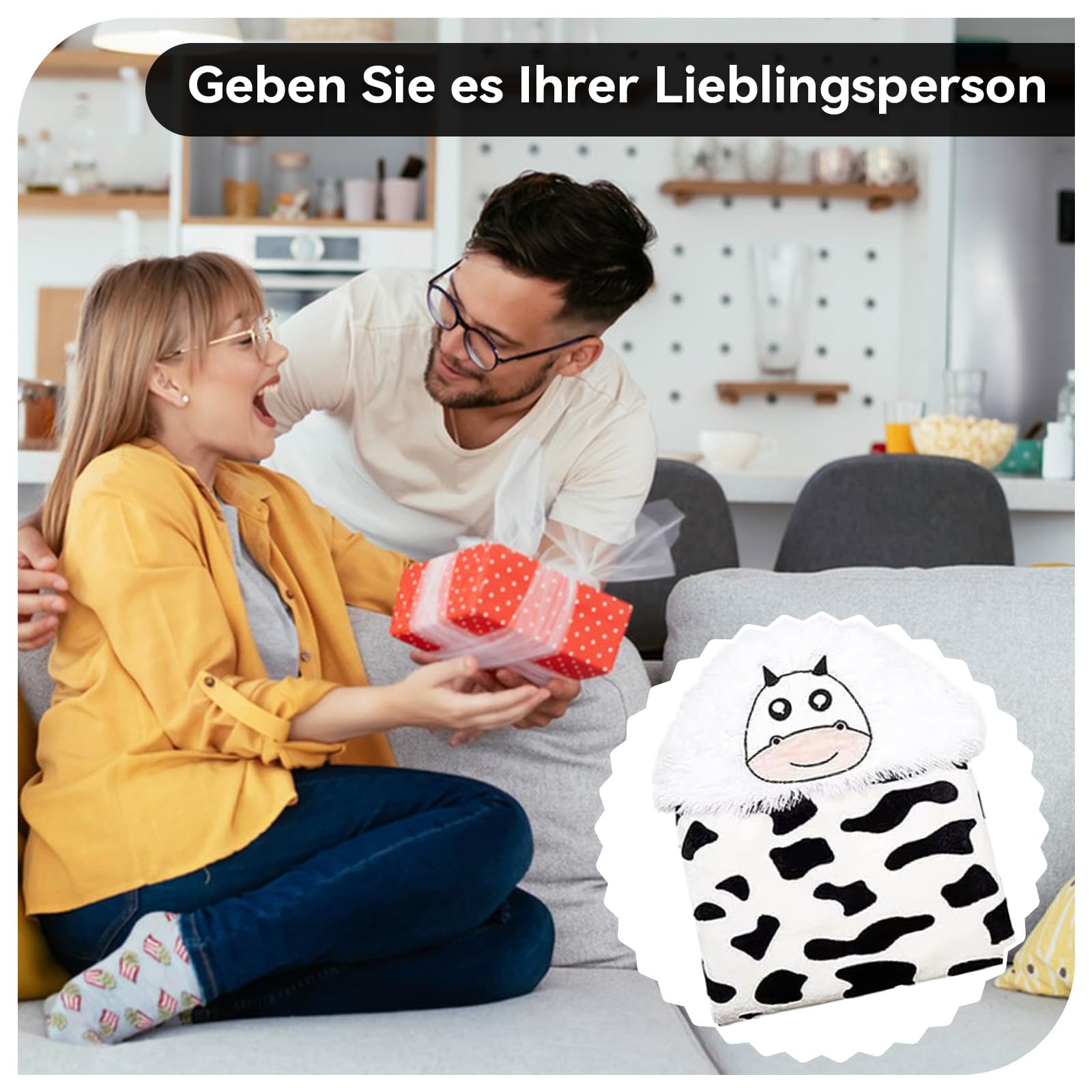 Mucca da latte Coperta portatile Coperta da divano Mucca da latte Regalo Coperta soffice per donne bambini per Natale 152 * 132cm