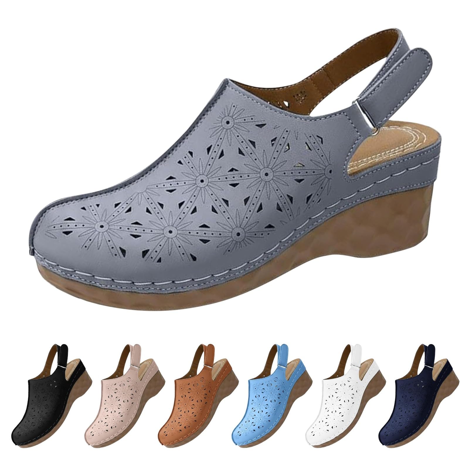 Generico Sandales OrthopéDiques Femme Confortables LéGèRes AntidéRapantes Semelle Souple Respirantes Chaussures Femme éTé éLéGantes Mules Support Coupe Large Ville Vacances