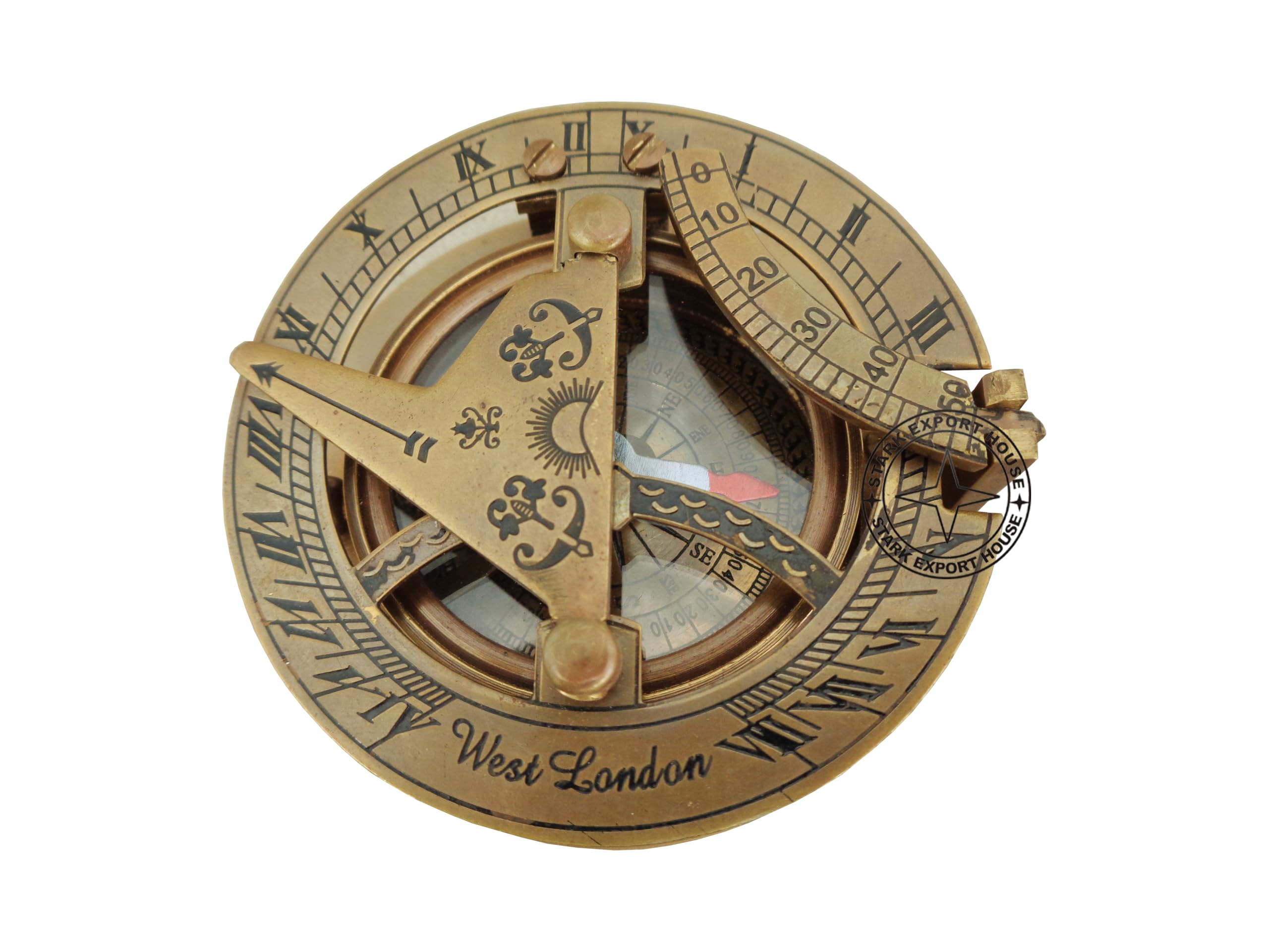 Solid Brass Antique 2.5 Inch Sundial Compass Great Antique for Outdoor Activities Camping Hiking (KSPR)-picture-18